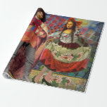 Papier Cadeau Mona Lisa Romantic Funny Art coloré<br><div class="desc">Cette merveilleuse invitation prend des éléments de la Mona Lisa et de Van Gogh's Starry nuit pour faire un thème mariage exceptionnellement unique et fantasque stationnaire pour une invitation, merci, numéro de table, et plus encore! Mona Lisa - Cette image présente la Mona Lisa avec son homme, dansant dans la...</div>
