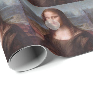 Papier Cadeau Mona Lisa souffle de bulle grise gomme