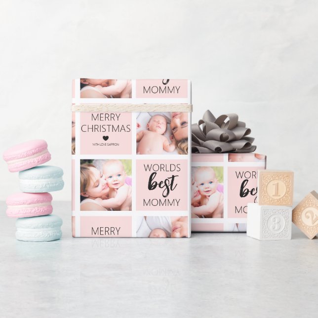 Papier Cadeau Mondes meilleur maman 2 photo papier enveloppant (Baby Shower)