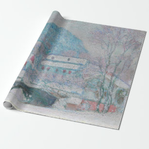 Papier Cadeau Monet - Norvège, village de Sandviken sous la neig