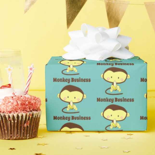 Papier Cadeau Monkey Business Drôle Cartoon Monkey Design (Fête d'anniversaire)