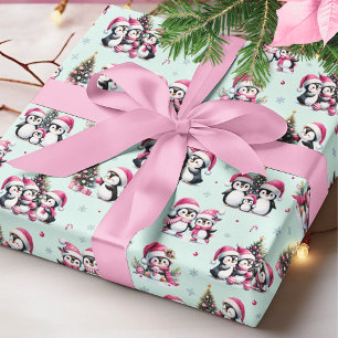 Papier Cadeau Monnaie Motif et Noël rose