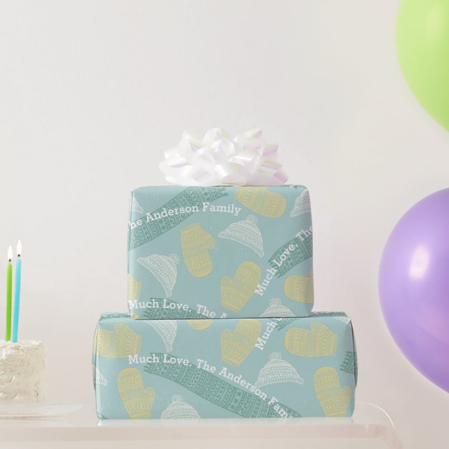 Papier Cadeau Monnaie Personnalisée Knit Aztec Casquettes Mitten (Cadeaux de fête)