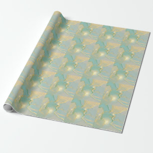 Papier Cadeau Monnaie Vert Marbre Or : Texté