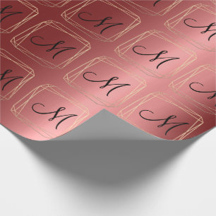 Papier Cadeau Monogram Bourgogne Champaigne Gold Diamond Frame