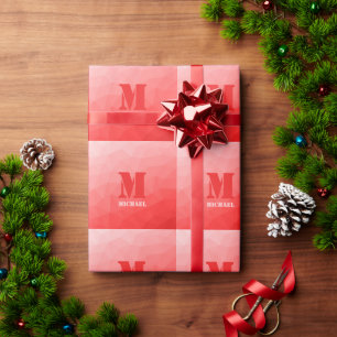 Papier Cadeau Monogramme à motif de maillage géométrique ombré d