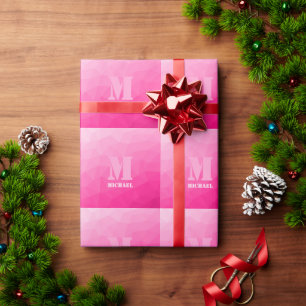 Papier Cadeau Monogramme à motif de maille géométrique ombré ros