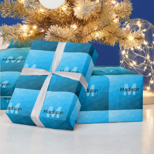 Papier Cadeau Monogramme à motif géométrique en maille dégradé c