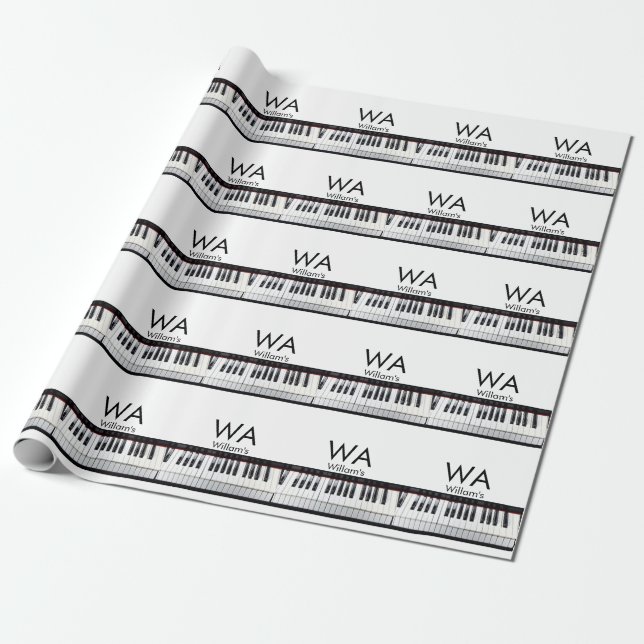 Papier Cadeau Monogramme ajouter initiale lettre nom texte piano (Déroulé)