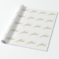 Monogramme blanc or couleur plaine minimaliste mod