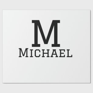 Papier Cadeau Monogramme capital masculin ajouter nom simple cla