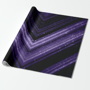 Papier Cadeau Monogramme chevron métallisé néon violet noir étin
