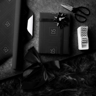 Papier Cadeau Monogramme classique   Simple noir et blanc modern