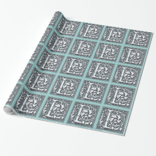 Papier Cadeau monogramme d'argent florissant - L