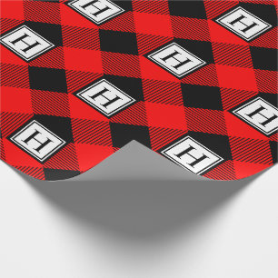 Papier Cadeau Monogramme de Buffalo Plaid Noël traditionnel