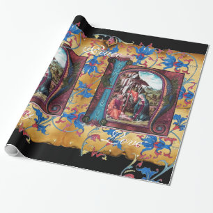 PAPIER CADEAU MONOGRAMME DE LA NATIVITÉ PARCHEMENT FLORAL DE NOË