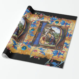 PAPIER CADEAU MONOGRAMME DE LA NATIVITÉ PARCHEMENT FLORAL DE NOË
