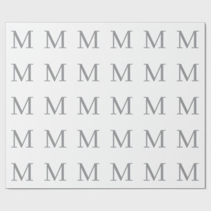 Papier Cadeau Monogramme de lettre initiale grise chic moderne