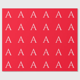 Papier Cadeau Monogramme de lettre initiale rouge blanc simple
