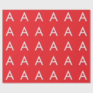 Papier Cadeau Monogramme de lettre initiale rouge blanc simple m