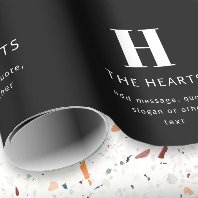 Papier Cadeau Monogramme de nom et message moderne éditable | No (Créateur téléchargé)