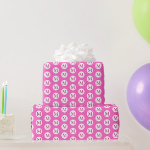 Papier Cadeau Monogramme de point rose Polka