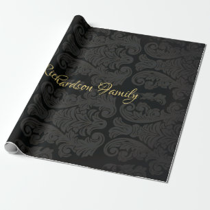 Papier Cadeau Monogramme d'or noir Classy Royal Style Enveloppem
