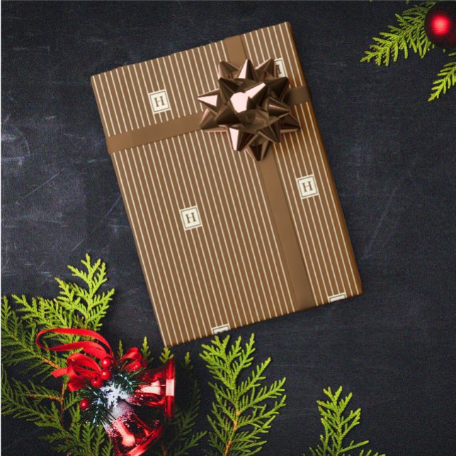 Papier Cadeau Monogramme Élégant Moderne (Modern Elegant Monogram Wrapping Paper)