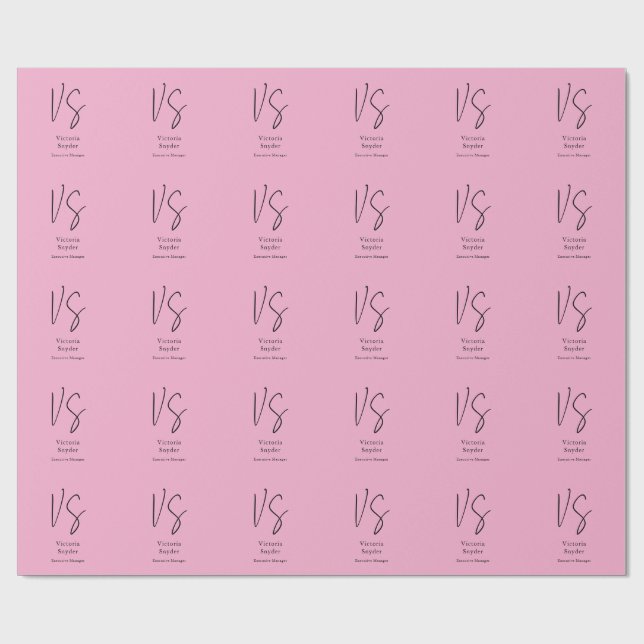 Papier Cadeau Monogramme élégant professionnel rose clair (Plat)