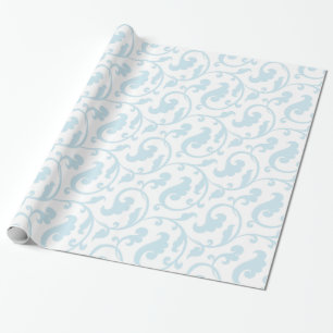 Papier Cadeau Monogramme floral bleu girly élégant de motif