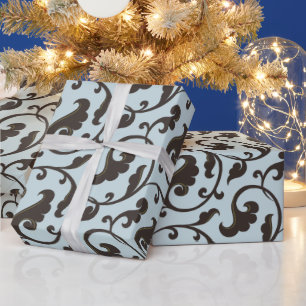 Papier Cadeau Monogramme floral girly élégant de motif de brun