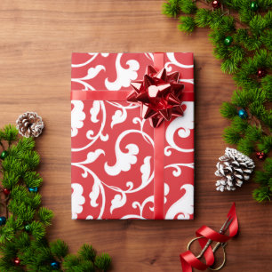 Papier Cadeau Monogramme floral rouge girly élégant de motif