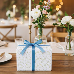 Papier Cadeau Monogramme Gold et Whtie Bride et Groom