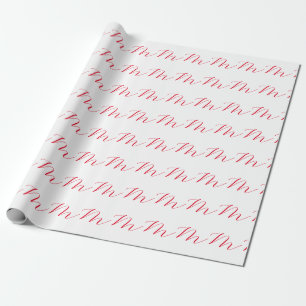 Papier Cadeau Monogramme initial blanc rouge unique minimaliste
