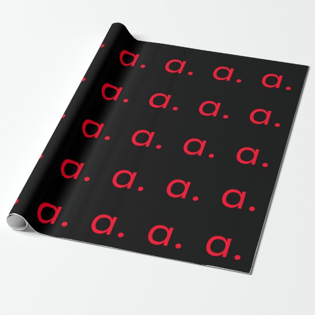 Papier Cadeau Monogramme initial lettre rouge noir moderne uni (Déroulé)