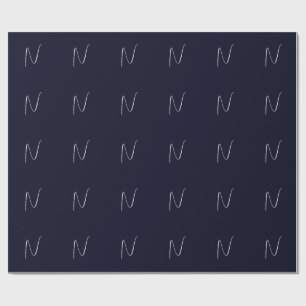 Papier Cadeau Monogramme Initial Manuscrit Professionnel Simple