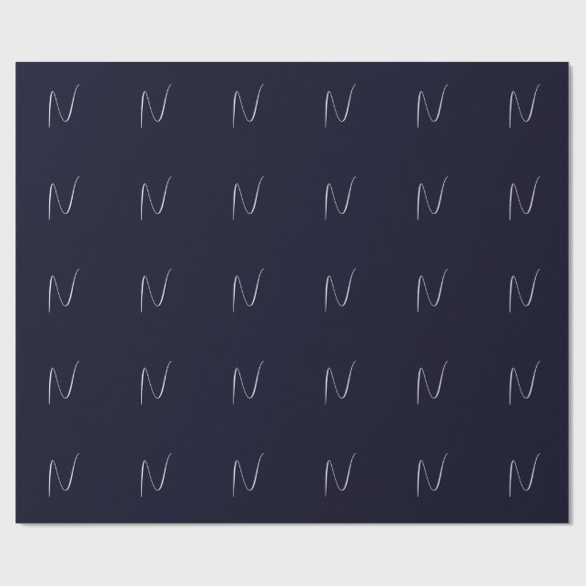 Papier Cadeau Monogramme Initial Manuscrit Professionnel Simple (Plat)