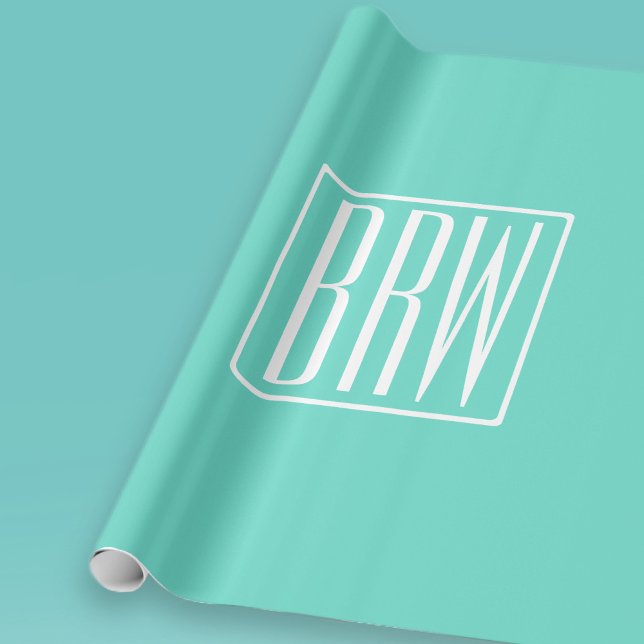 Papier Cadeau Monogramme Initiales 3 Modernes Gras | Blanc Sur A (Créateur téléchargé)