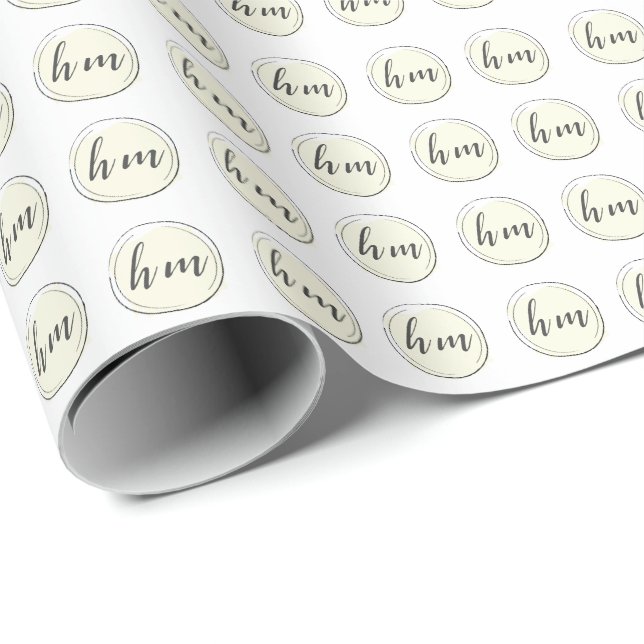 Papier Cadeau Monogramme jaune Initiale Logo personnalisé (Coin rond)