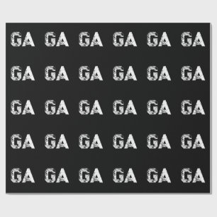 Papier Cadeau Monogramme Lettres Initiales Noir Blanc Simple