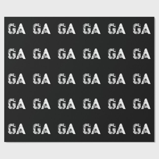 Papier Cadeau Monogramme Lettres Initiales Noir Blanc Simple (Plat)