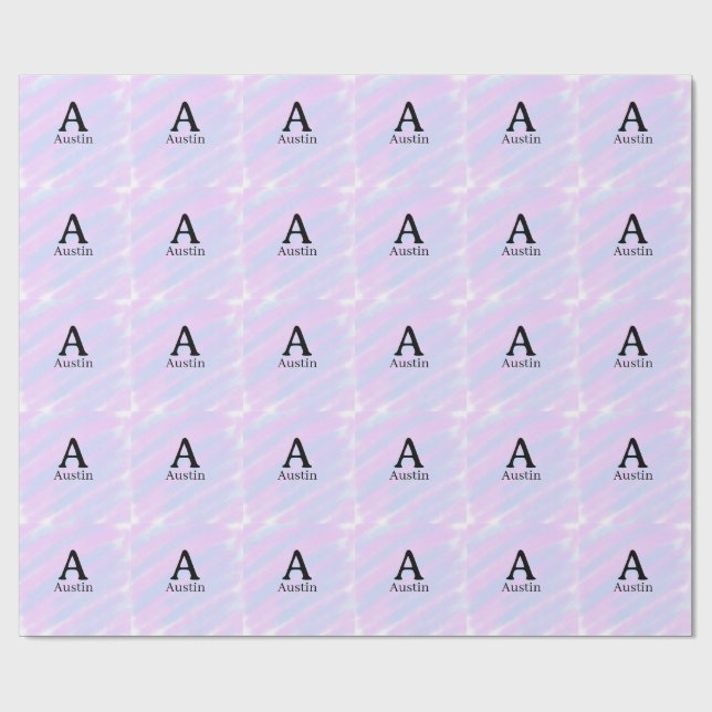 Papier Cadeau Monogramme majuscule masculine ajouter un nom past (Plat)