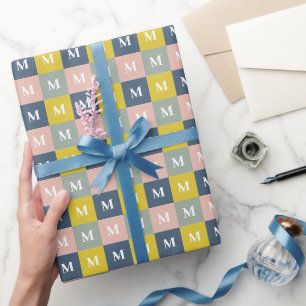 Papier Cadeau Monogramme moderne bloc géométrique de couleur