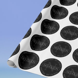 Papier Cadeau Monogramme Moderne Élégant Modifiable Noir & Blanc