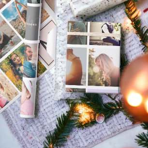 Papier Cadeau Monogramme moderne votre famille 16 photo collage