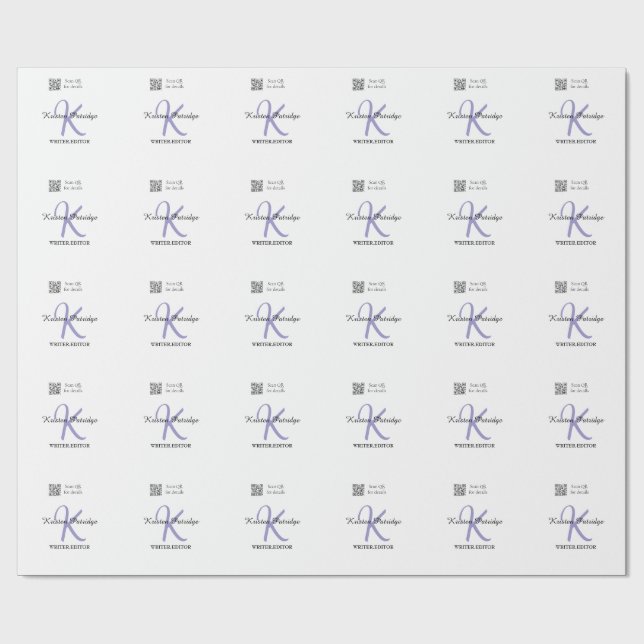 Papier Cadeau Monogramme nom écrivain violet modifier par code Q (Plat)
