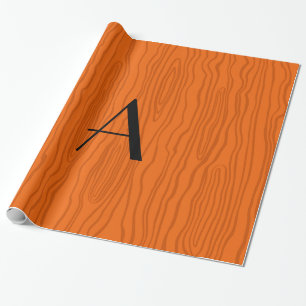 Papier Cadeau Monogramme orange faux bois