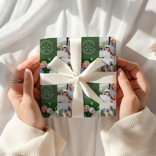 Papier Cadeau Monogramme personnalisé multi-photo pour la fête d (Créateur téléchargé)