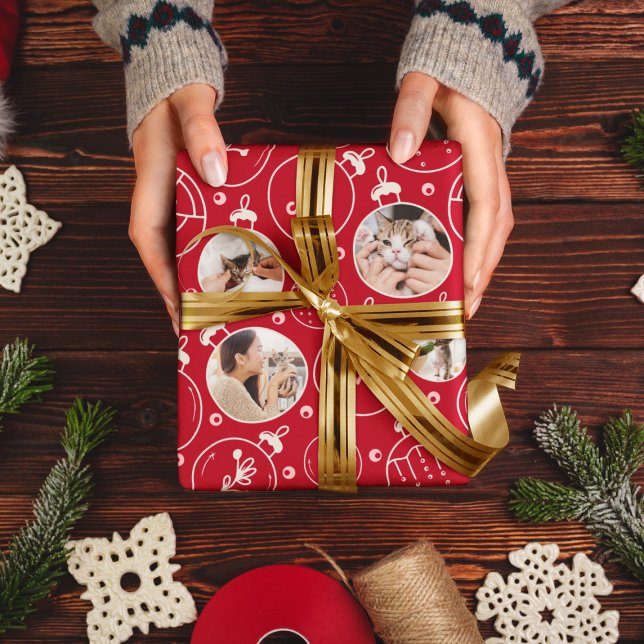 Papier Cadeau Monogramme photo personnalisée de l'ornement de ch (Créateur téléchargé)