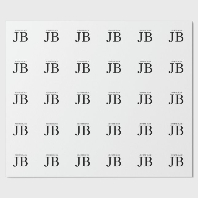 Papier Cadeau Monogramme Professionnel Noir Blanc (Plat)